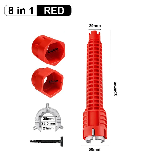 8-in-1 Mehrzweckschlüssel für Sanitärarbeiten und Spülbecken