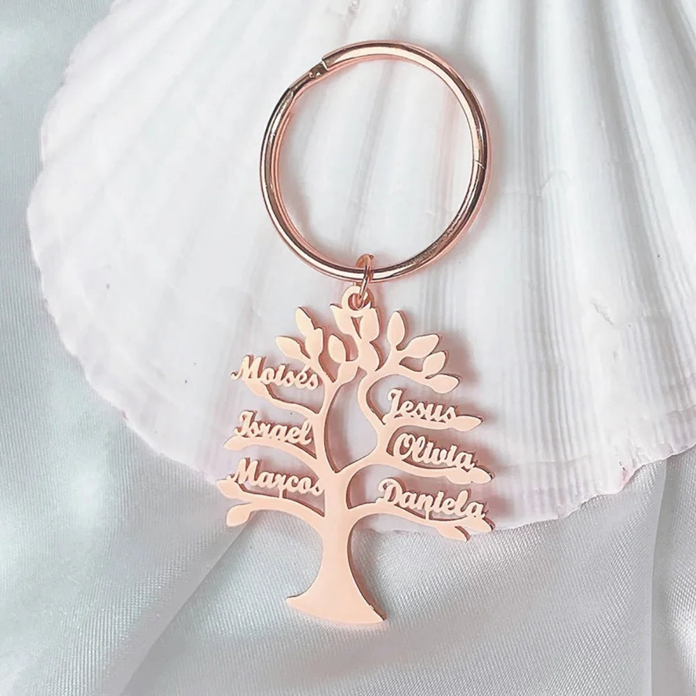 Personalisierter Baum des Lebens Schlüsselanhänger Edelstahl Frauen Geschenk