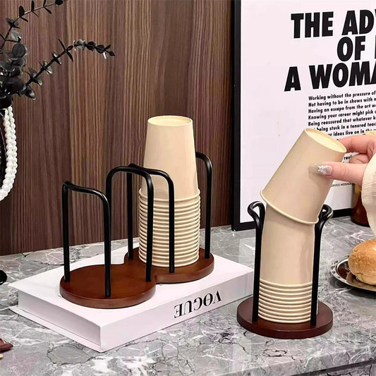 Einweg Tassenhalter mit Holzspender Doppel Regal für Küche und Büro