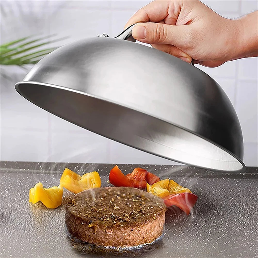 Robuste 9-Zoll Edelstahl Grillabdeckung mit Griff – Perfekt für BBQ - Outdoor