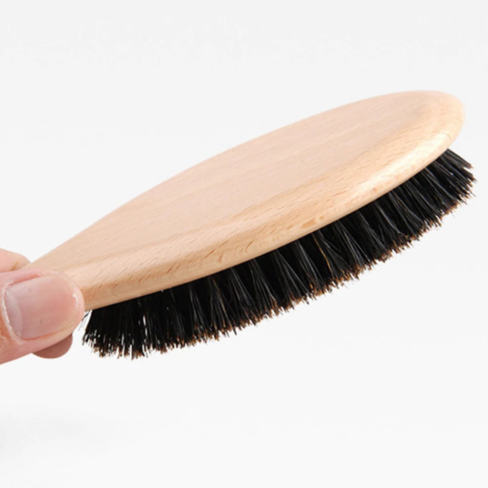 Natürliche Wildschweinborsten Holz Haarbürste für sanftes Entwirren und Styling