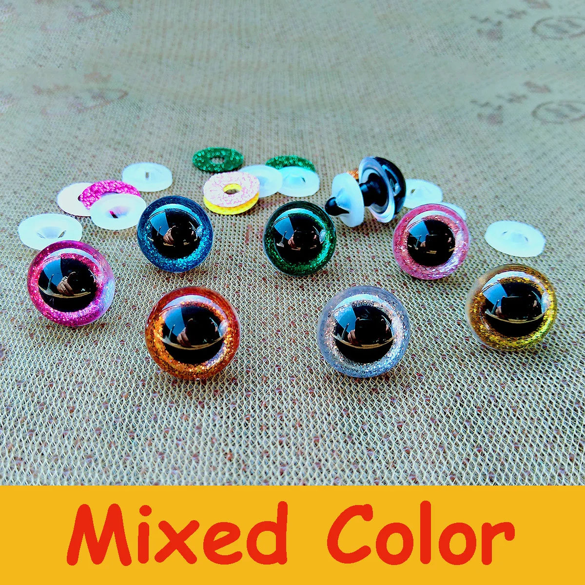 20 Stück Sicherheitsaugen Kunststoff Glitter Mix Größen für Amigurumi