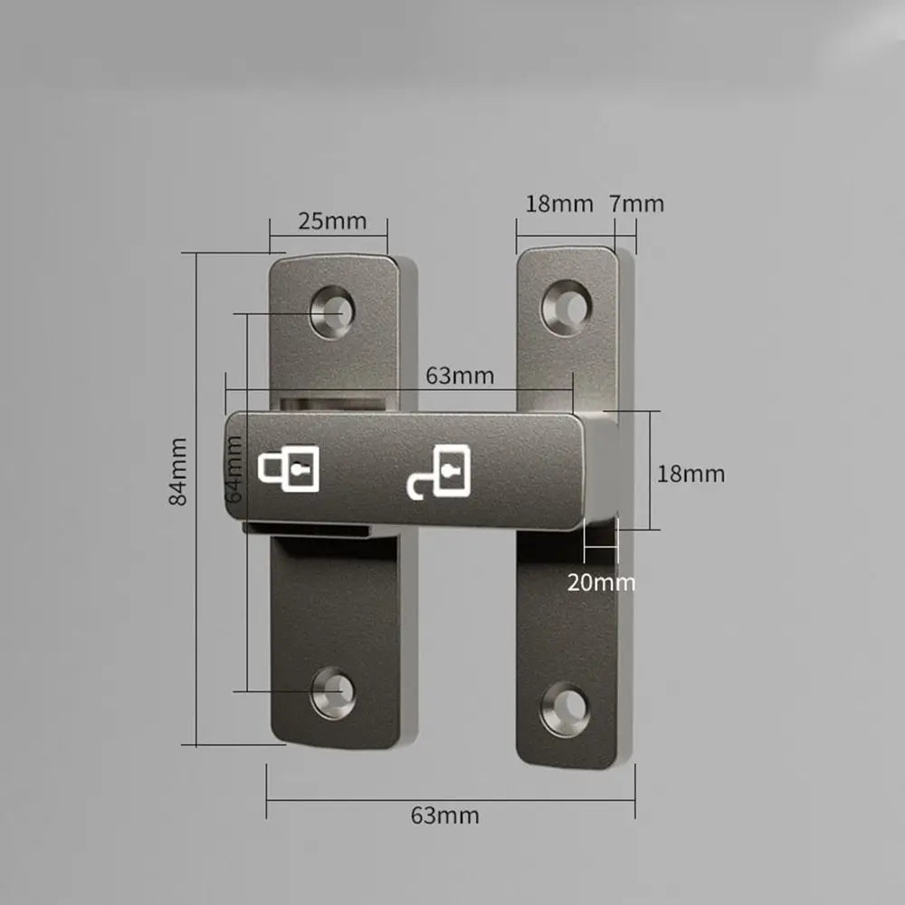 Lichtaktiver Tür-Riegel 90°/180° aus Zinklegierung, robust in Grau/Schwarz