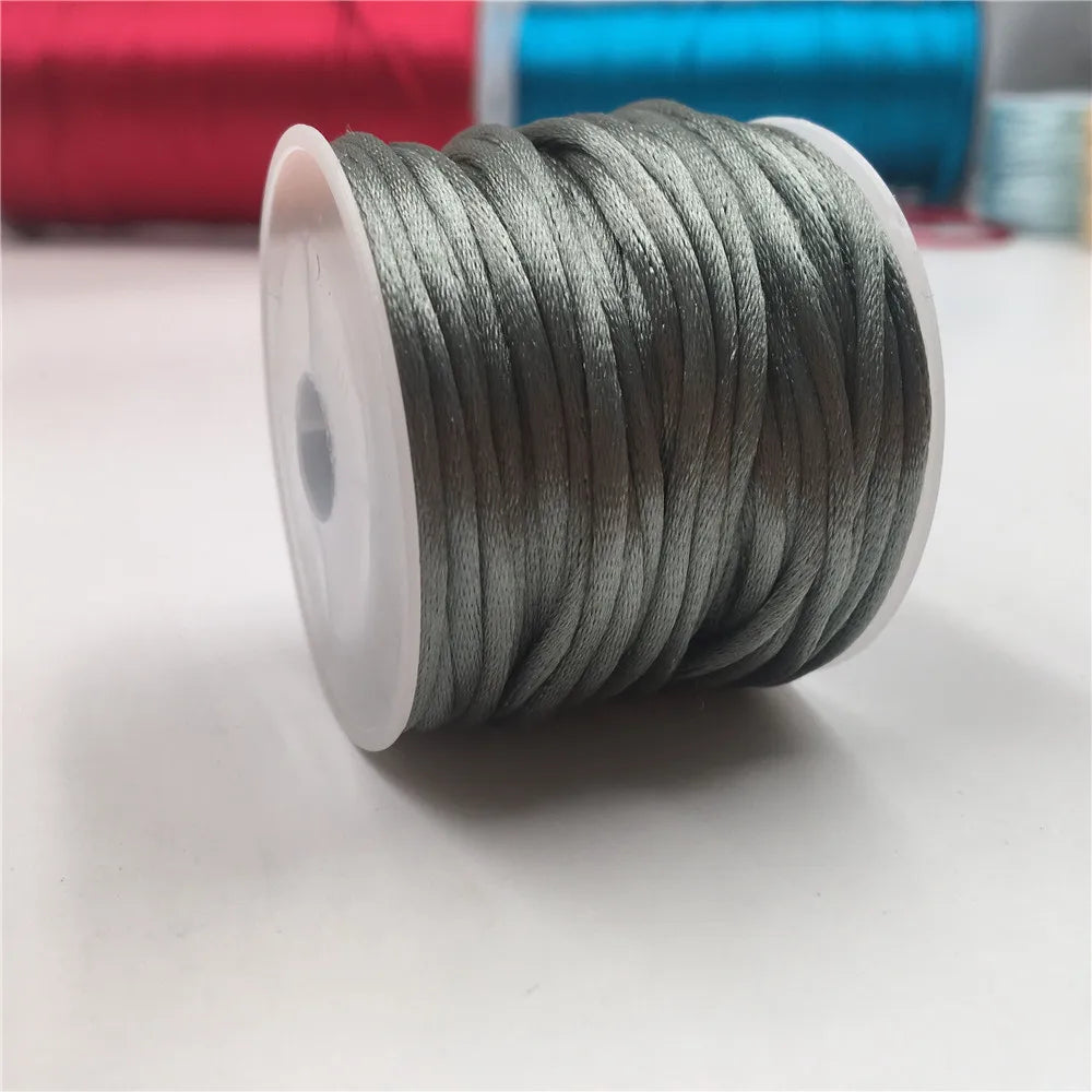 2mm Satinband geflochten Seide Makramee Seil für DIY Armbänder