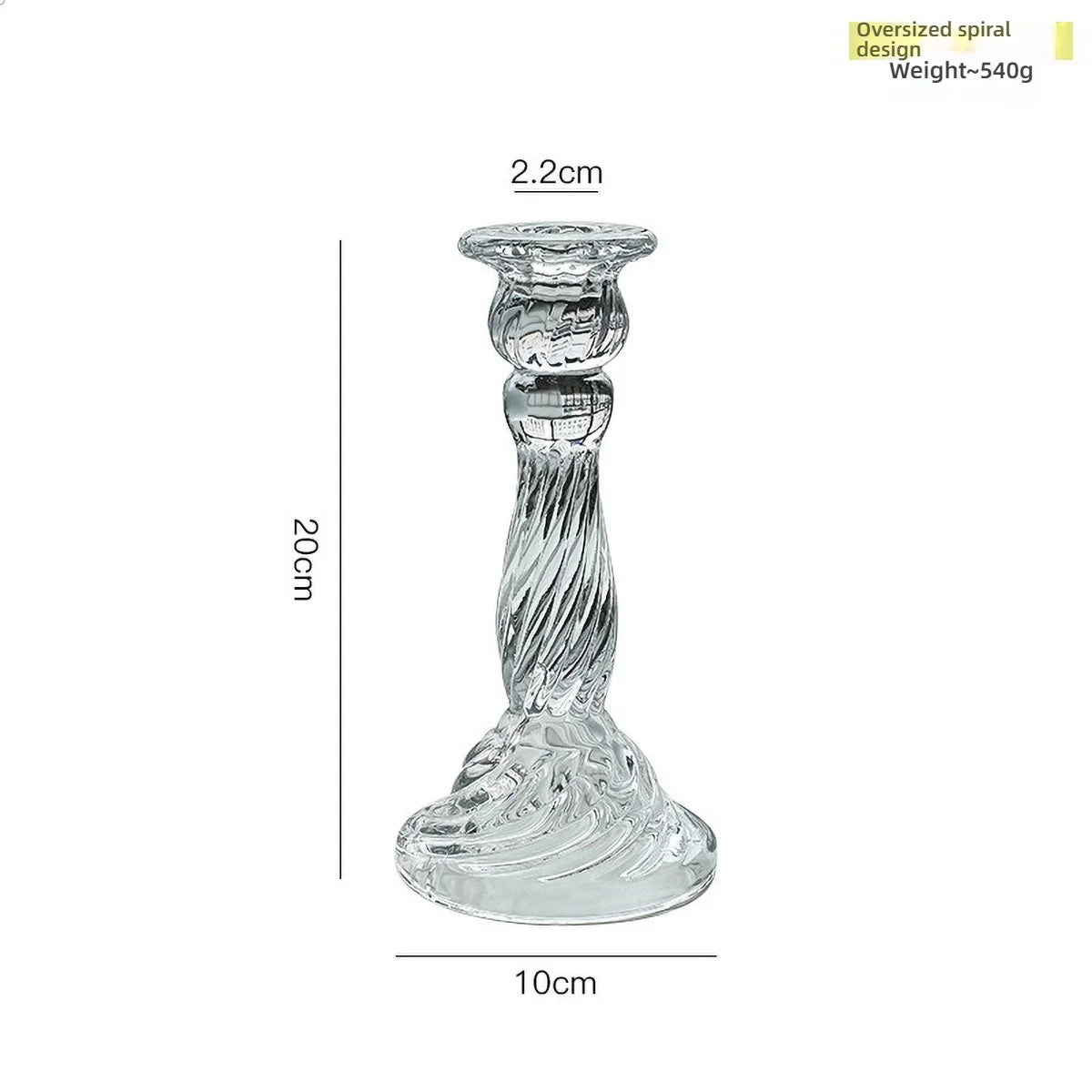 Transparenter Kerzendochthalter aus Glas als stilvoller Tischkerzenständer