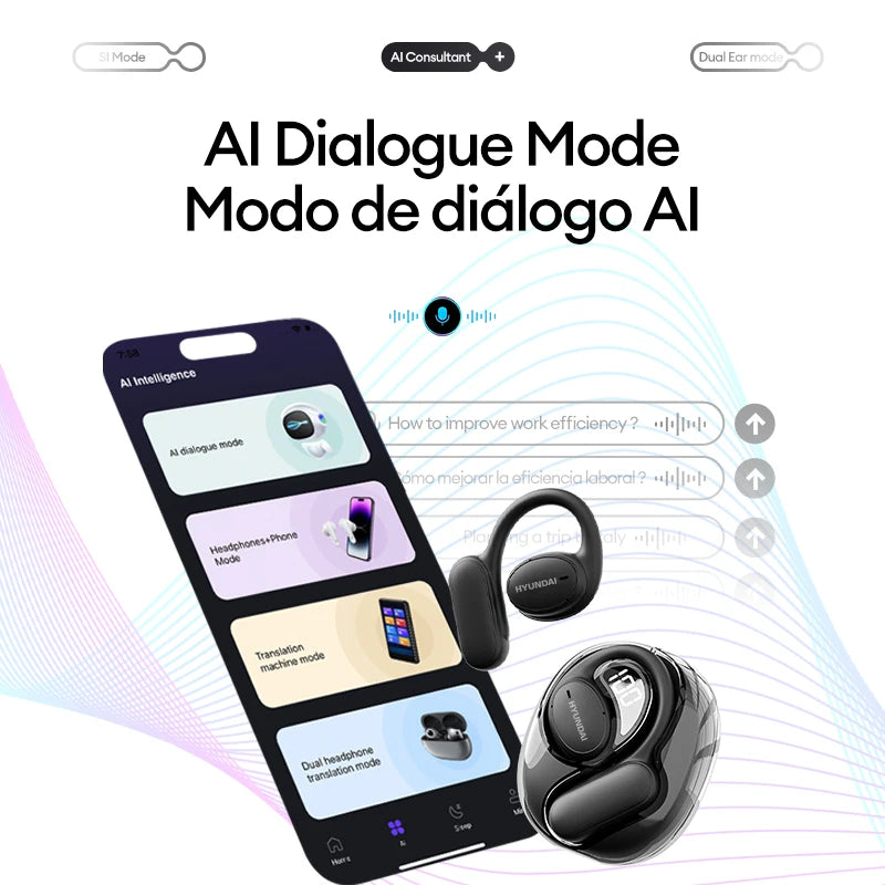 KI-Übersetzungs-Bluetooth-Ohrhörer mit Echtzeitfunktion, 144 Sprachen & 4 Std. Akku