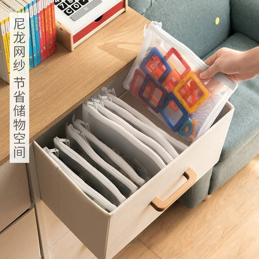 Transparente Aufbewahrungstasche mit Reißverschluss für kleine Spielzeugteile