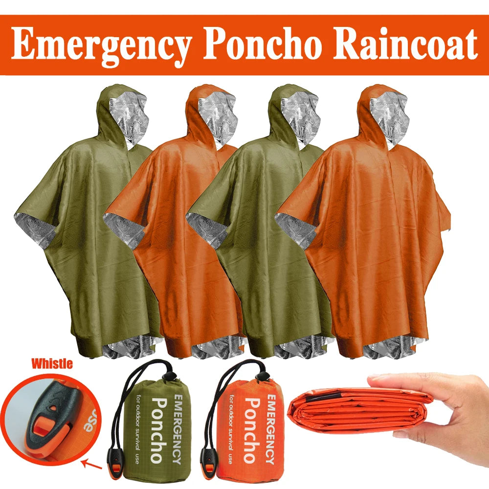 Wasserdichter Notfall-Poncho mit Aluminiumfolie – Wärmend - leicht, 130x100 cm