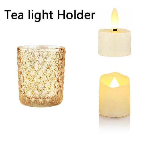 Kerzenhalter Glas Goldene Tasse Leuchter für Tischdeko und Geschenk