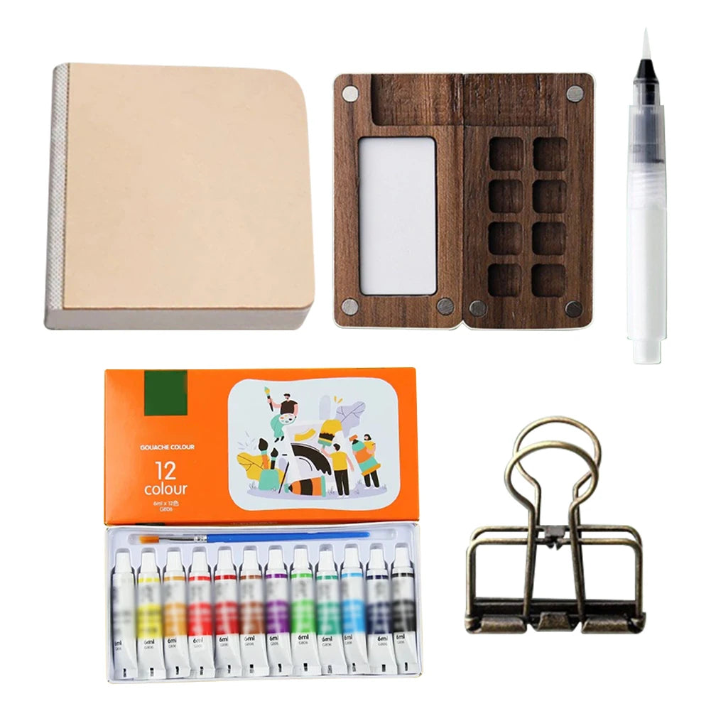 Tragbares Aquarell-Farbkasten-Set mit 8 bis 15 Farben, Mini-Palette