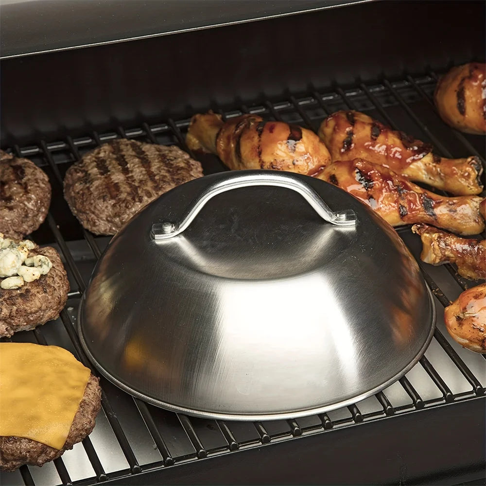 Robuste 9-Zoll Edelstahl Grillabdeckung mit Griff – Perfekt für BBQ - Outdoor