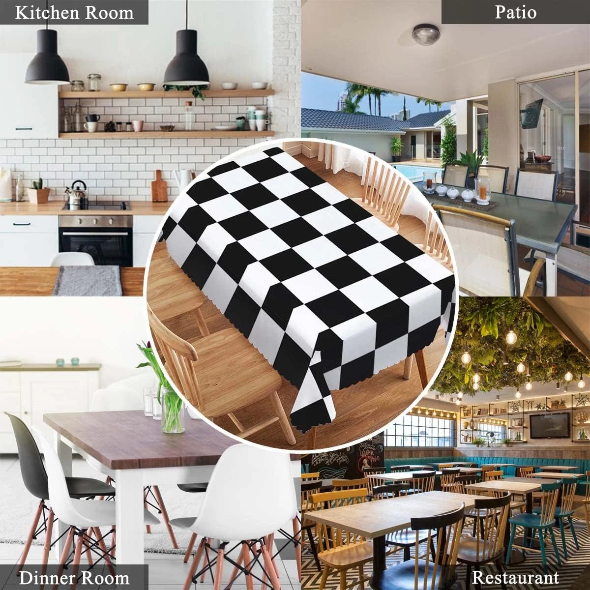 Moderner Tischschutz rechteckig mit Schachbrettmuster