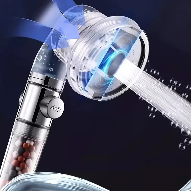 3-Modus Wassersparender Handbrause Kopf mit Negativ-Ionen Filter und Wasserstopp