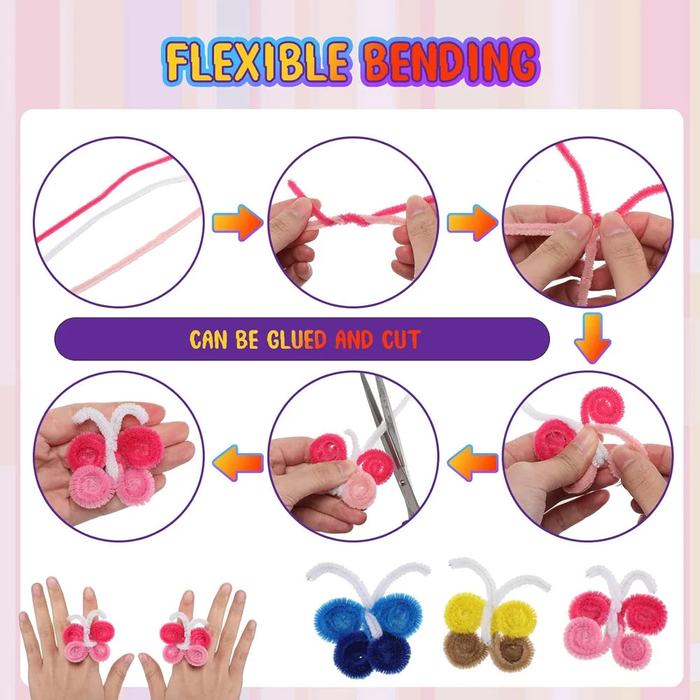 Bunte Chenille Stiele 100 bis 1500 Stück zum Basteln und DIY Kinderkunst