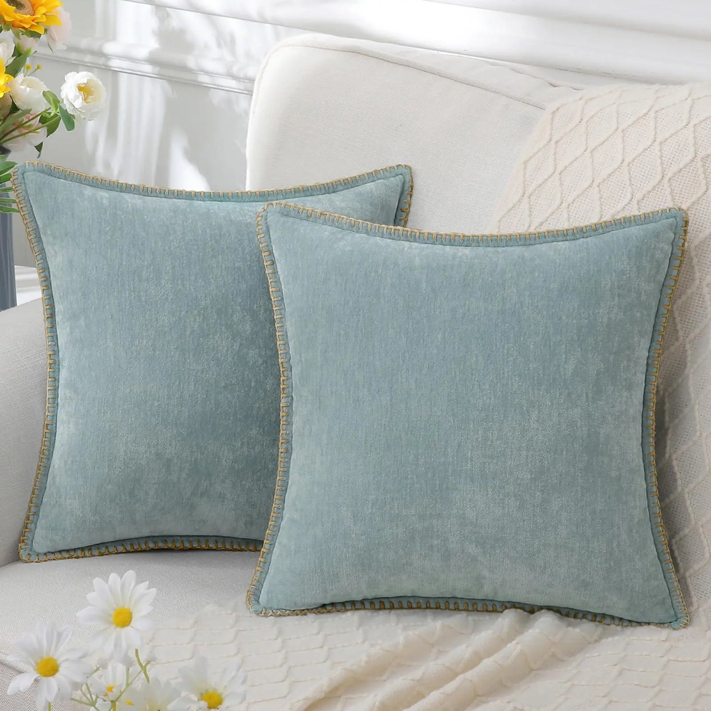 Weiche Chenille-Kissenbezüge 45,7 x 45,7 cm im 2er-Set für komfortable Dekoration