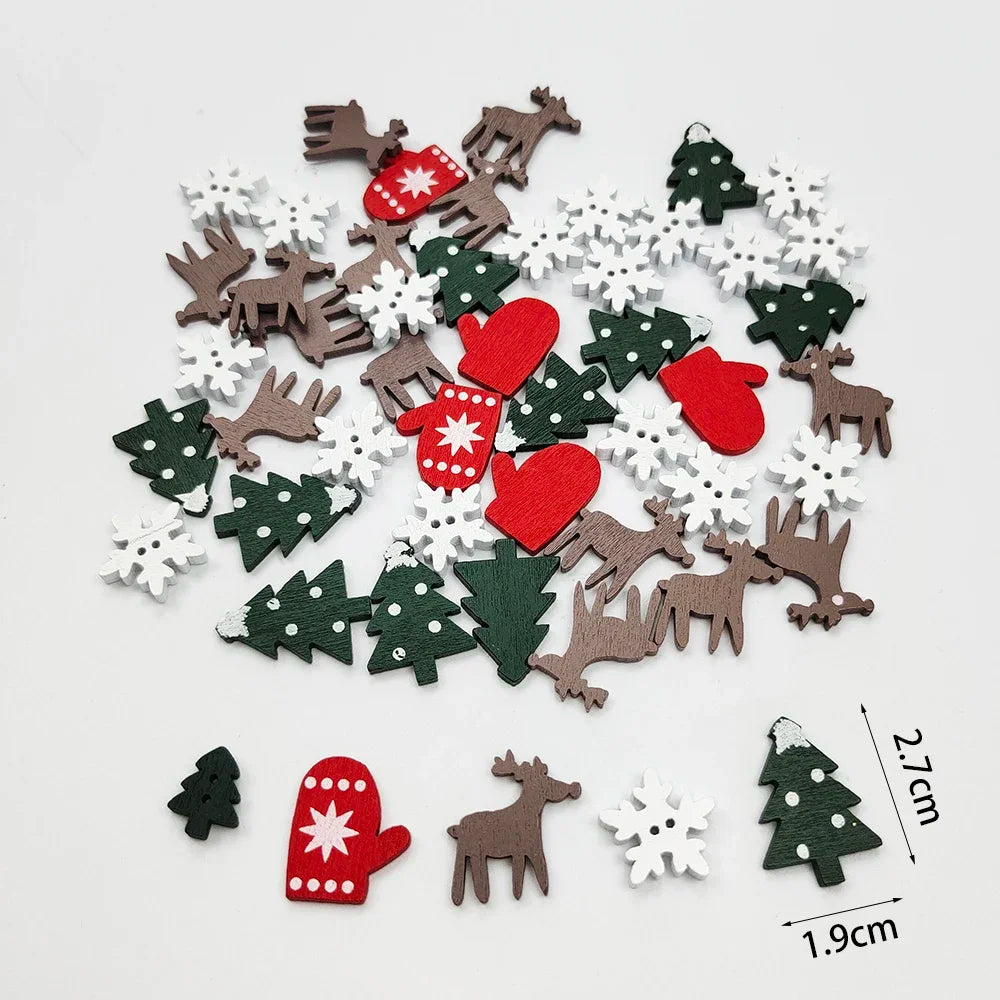 50 Stück natürliche Holzspäne Weihnachtsdekoration mit Anhängern