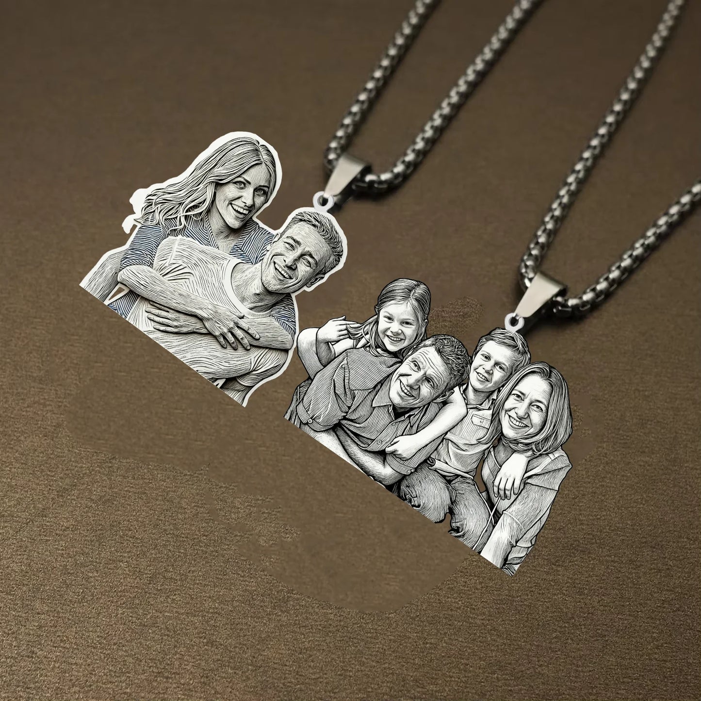 Personalisierter Foto-Halsketten-Anhänger mit individueller Gravur Damen Herren