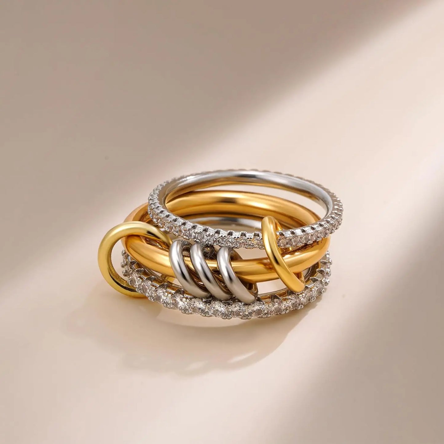 18K vergoldete Edelstahl-Ringe mit Zirkonia für stilbewusste Damen