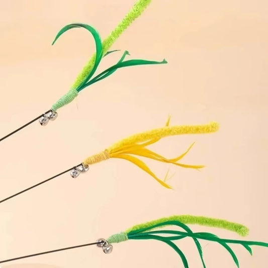 Bissfester Katzen-Teaser Zauberstab mit Federn für interaktives Spiel