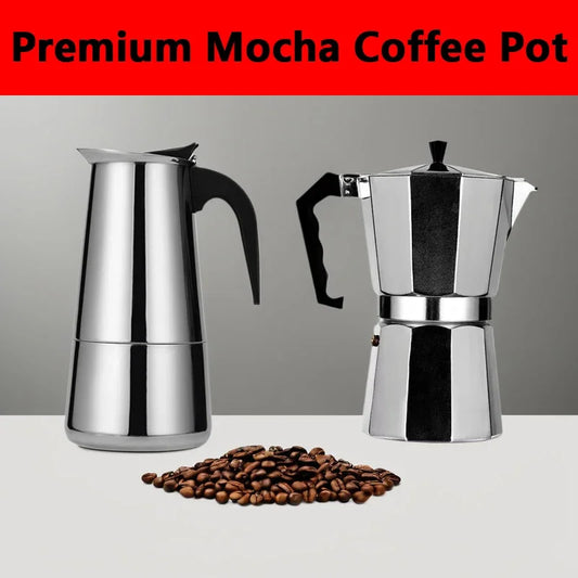 Italienischer Edelstahl Moka Pot – Induktionstauglich, 50-600 ml, Aromatisch