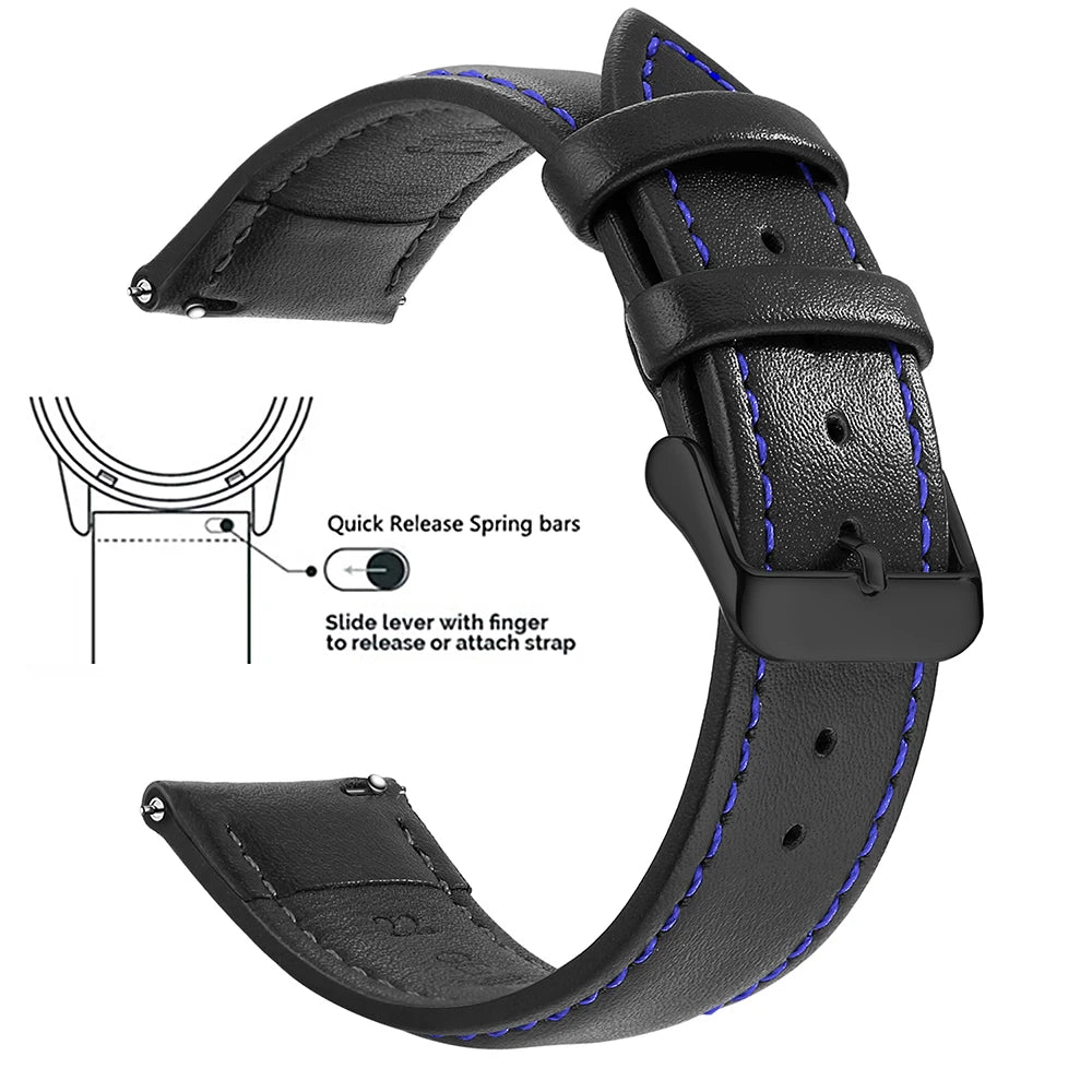 Echtleder Uhrenarmband Schnellverschluss 18/20/22mm für viele Smartwatches