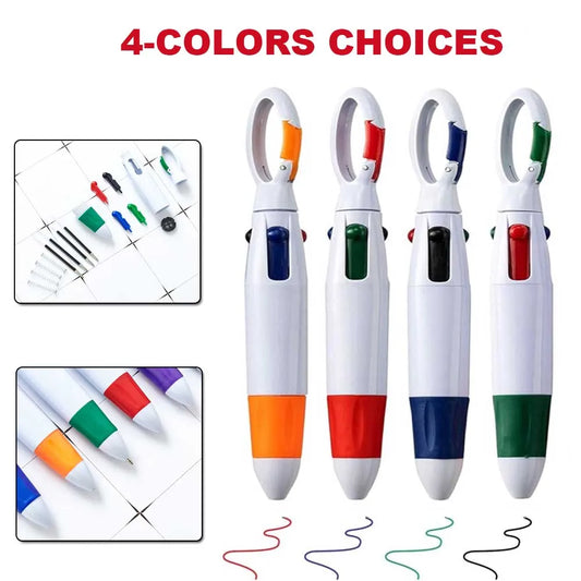 Einziehbare 4-in-1 Kugelschreiber mit Karabiner Clip Packung 4-12 Stück
