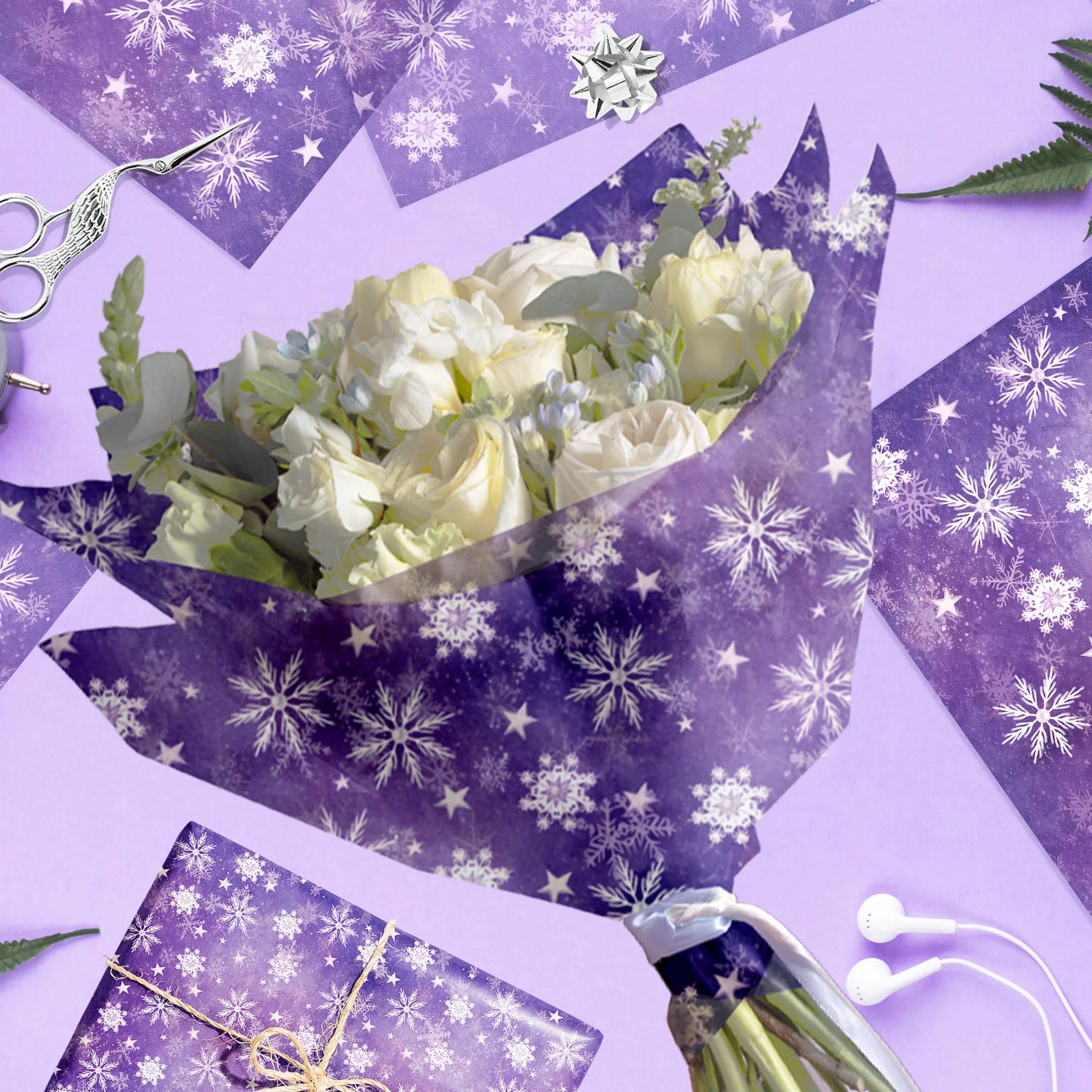 20/50 Stücke Weihnachts-Seidenpapier mit Schneeflocken- & Birnenmuster