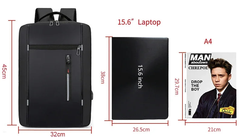 Wasserdichter Business Laptop Rucksack Herren USB Große Kapazität
