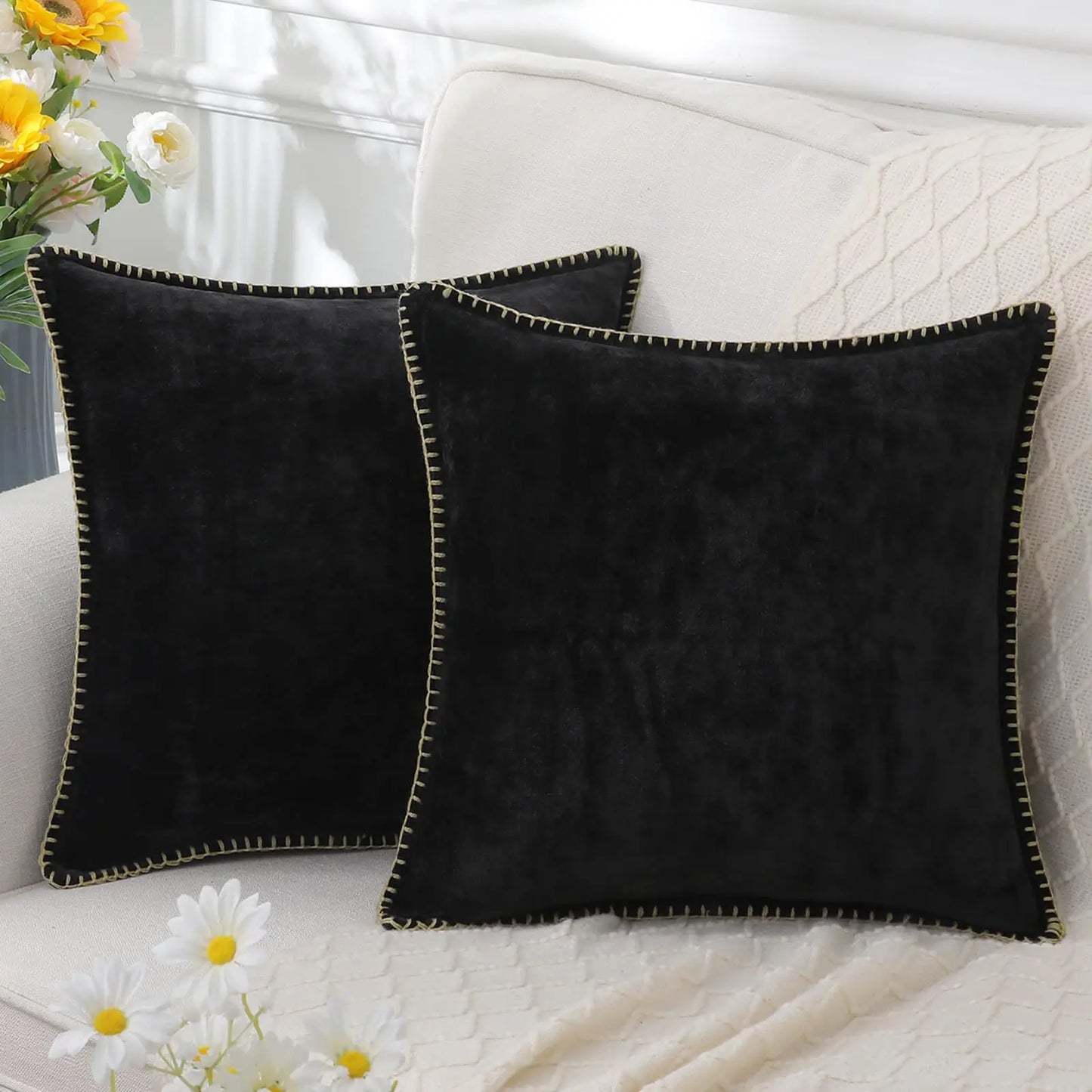 Weiche Chenille-Kissenbezüge 45,7 x 45,7 cm im 2er-Set für komfortable Dekoration