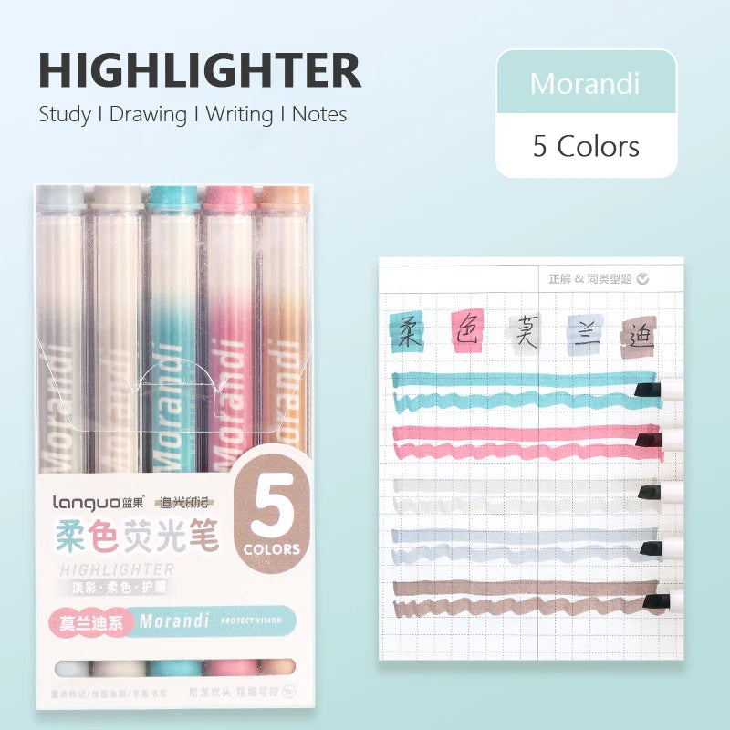 5er Set Funkelnde Glitter Textmarker: Weiche Spitze für Notizen Kunst Studium