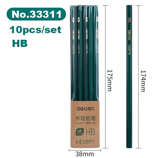 10-teiliges Bleistift-Set HB 2B 2H – bruchsicher - umweltfreundlich fürs Zeichnen
