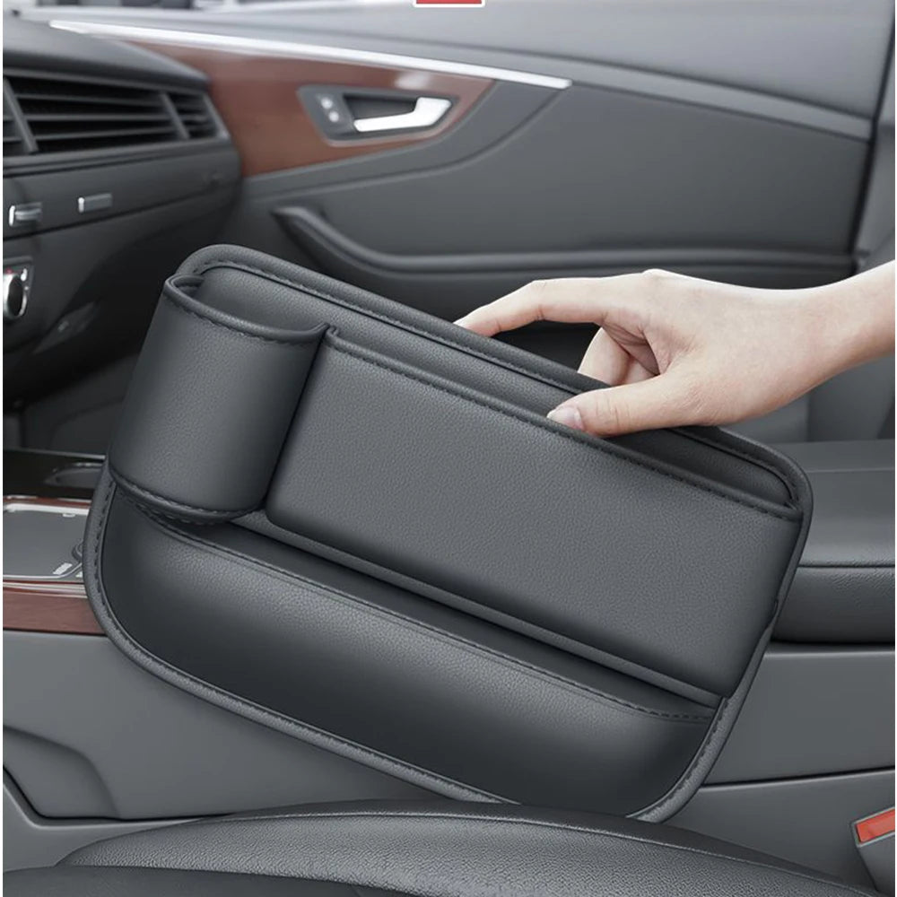 Mehr Ordnung - Komfort: Leder Auto Sitz Lücke Organizer mit Tassenhalter, 1 Stück