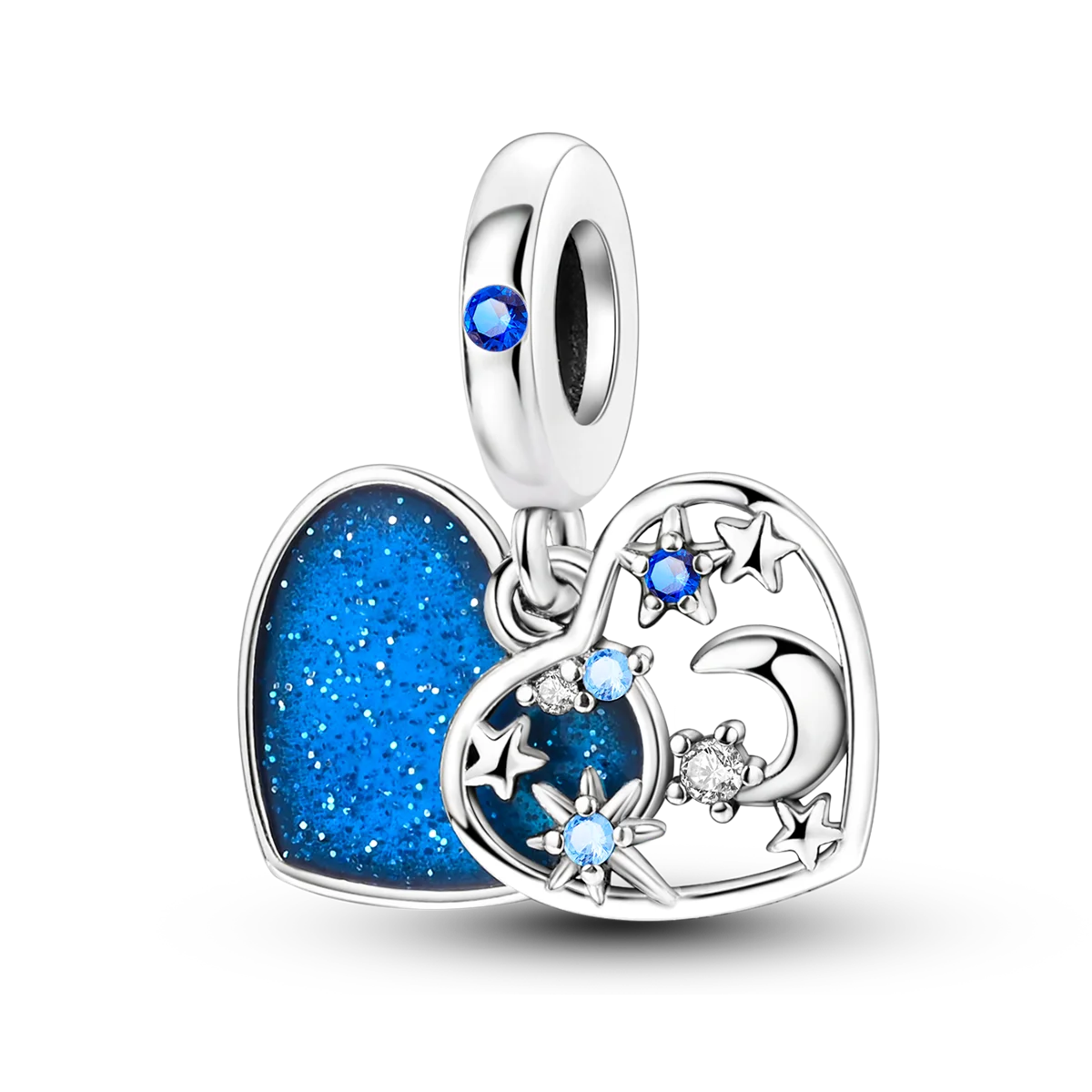 925 Sterling Silber Charm mit rosa Schmetterling - leuchtenden Glühwürmchen