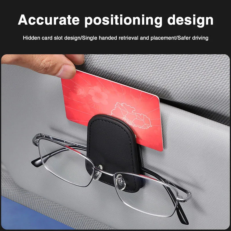 Multifunktionaler Leder Brillenhalter mit Magnet für Auto-Sonnenblende – sicher - stilvoll