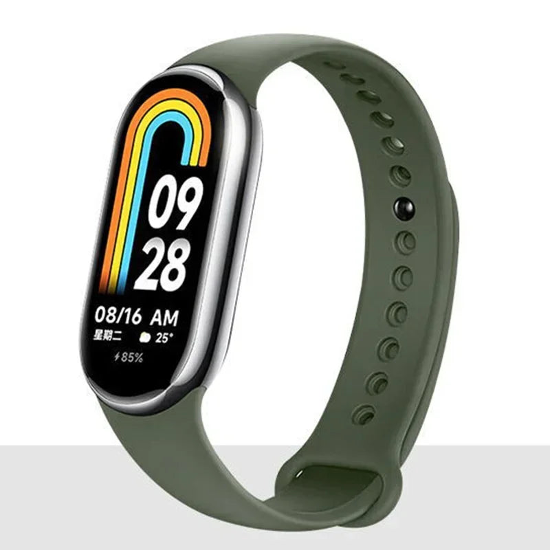 Atmungsaktives Silikon-Sportarmband kompatibel mit Mi Band 8 NFC