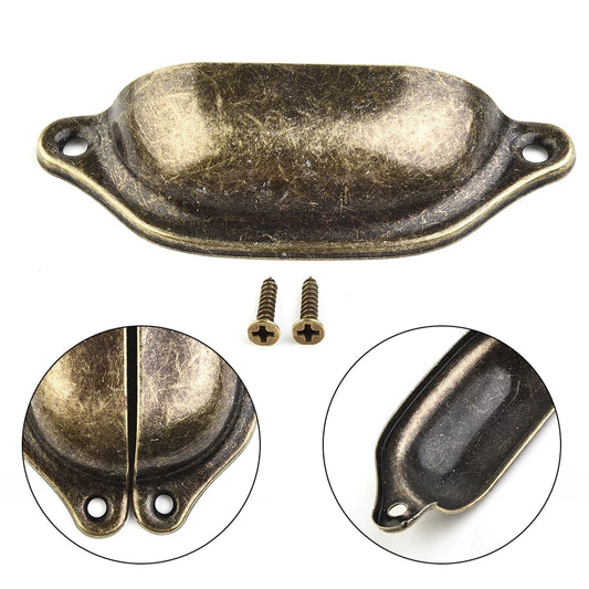 10er Set Retro Möbelgriffe aus Eisen in antikem Messing – Stilvoll - robust