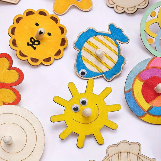 16-teiliges Holz-Kreisel Bastelset zum Malen und kreativen Gestalten