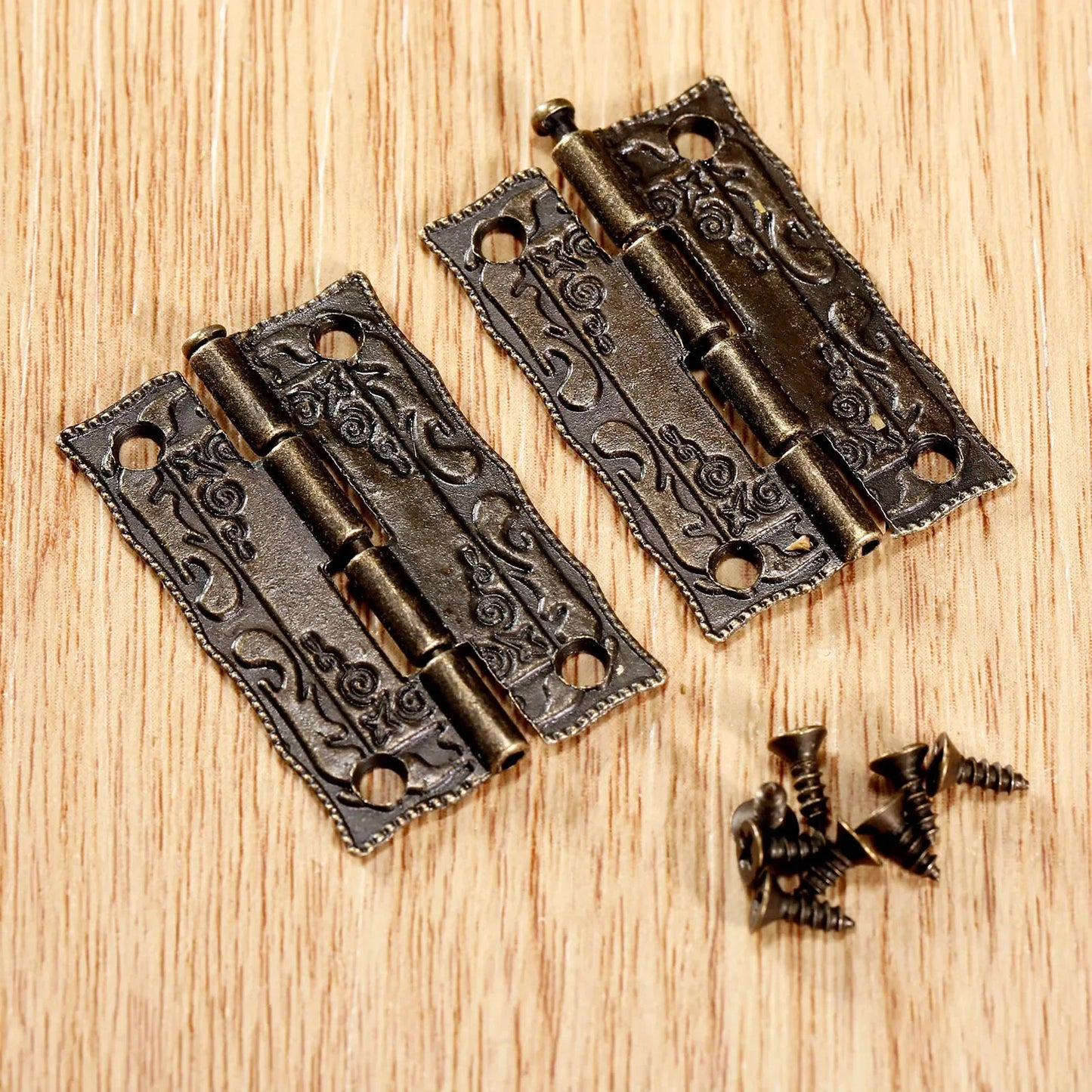 2-teiliges Vintage Eisenscharnier Set 36x23mm für Holzkisten - Möbel