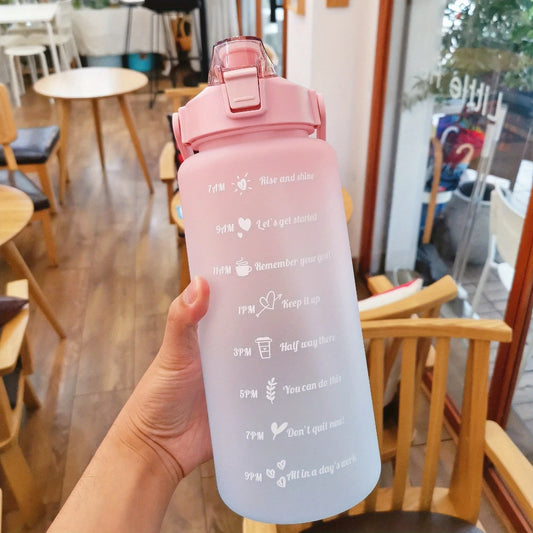 Auslaufsichere 2L Wasserflasche mit Trink-Erinnerung für Sport - Alltag