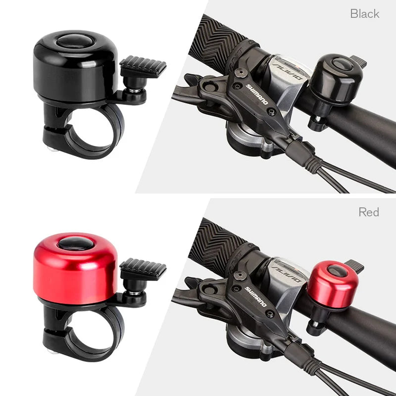 Klarer Klang - robuste Aluminium-Fahrradklingel in Schwarz, Rot, Blau, Gold