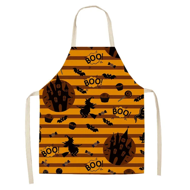 Halloween Kürbis Hexe Baumwolle Leinen Schürze für Küche - Reinigung