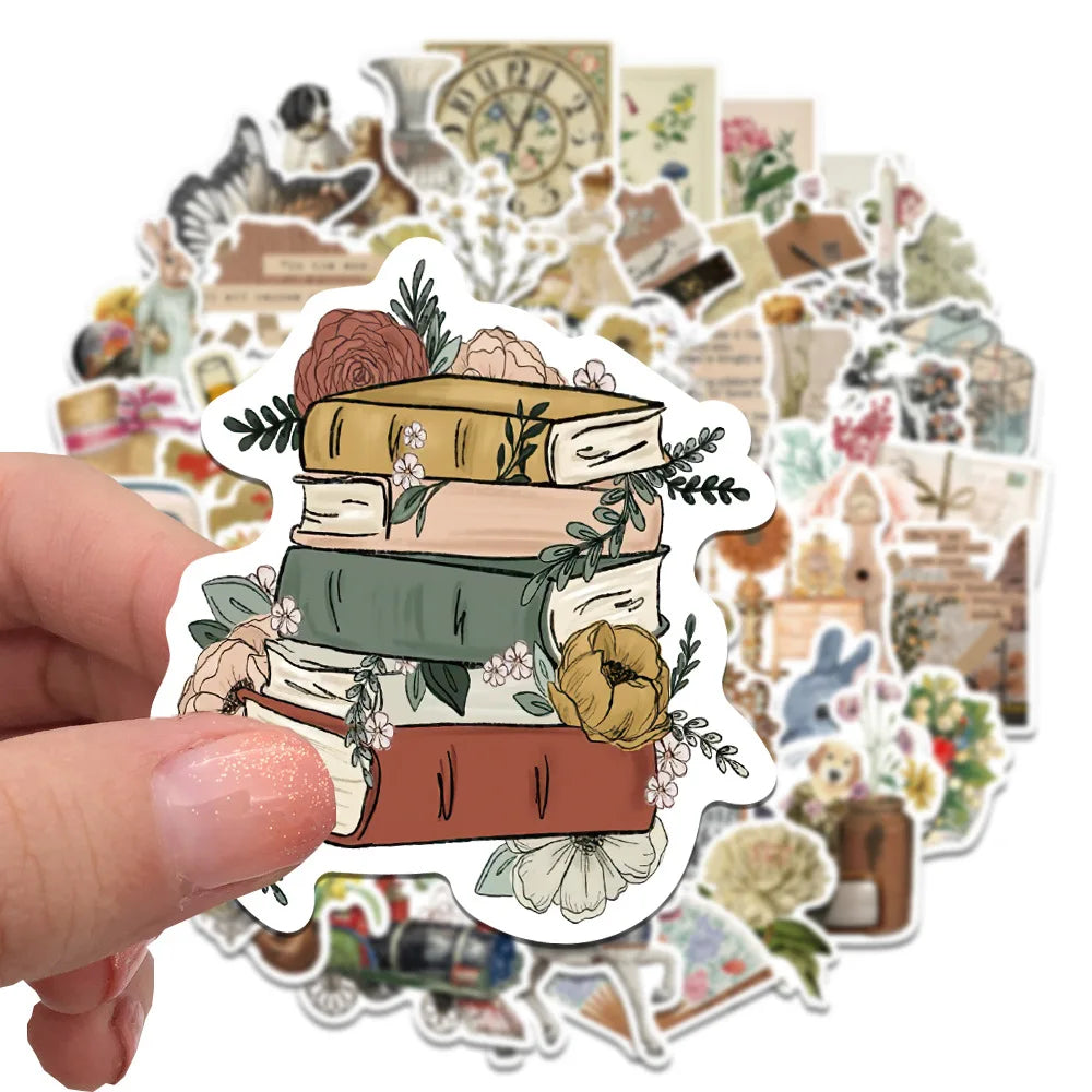50-180 Stück vintage Stil Papieraufkleber für Scrapbooking und Dekoration