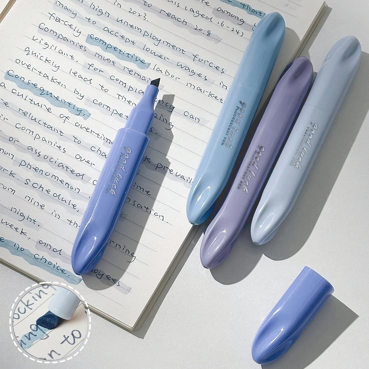 4-teiliges Morandi Pastell Textmarker Set mit weicher Schrägspitze