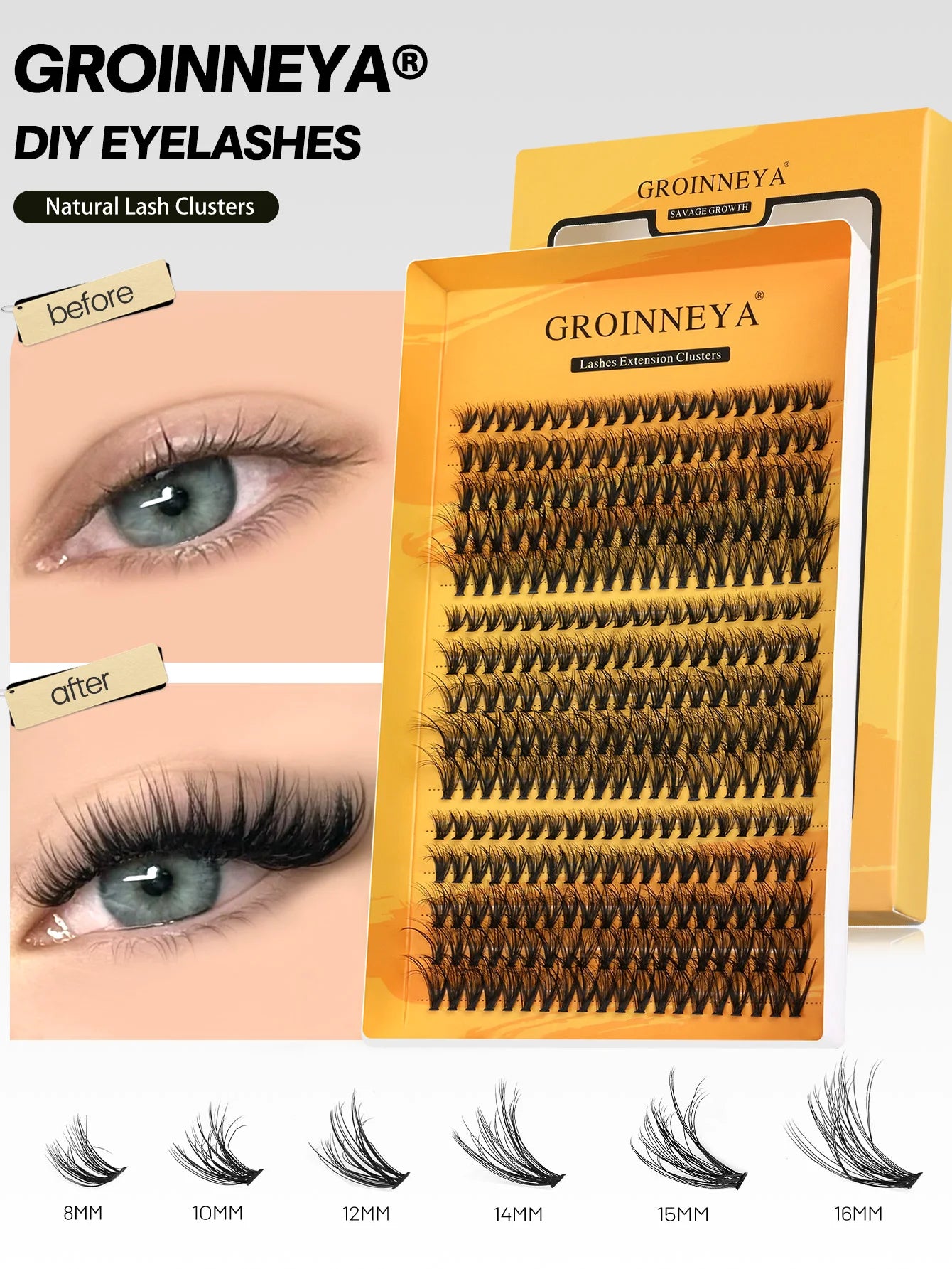 Natürlicher Glamour: Handgemachte C-Locken Cluster-Wimpern im Mix-Tablett