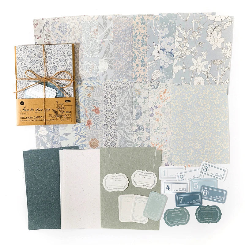 40 florale Vintage Papiere – Handgemacht - vielseitig für DIY - Scrapbooking