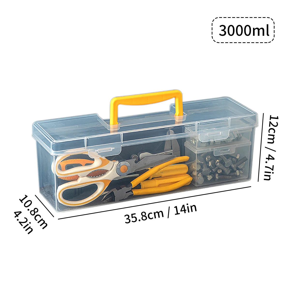 Staubdichte transparente Werkzeugbox mit Griff – robust - vielseitig organisiert