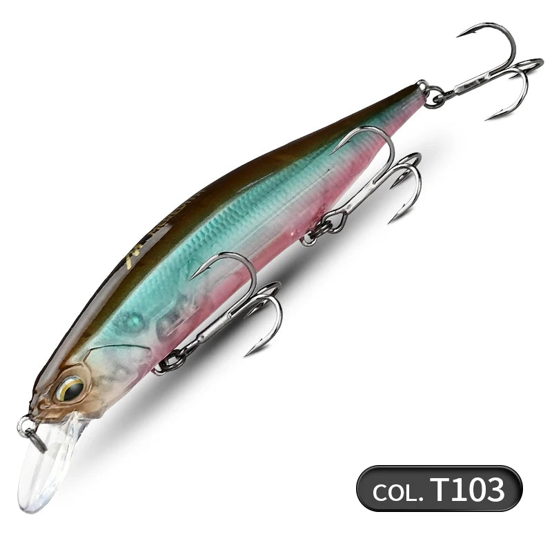 Realistischer Jerkbait Wobbler 110mm 17g mit 3 starken Haken, 12 Farben