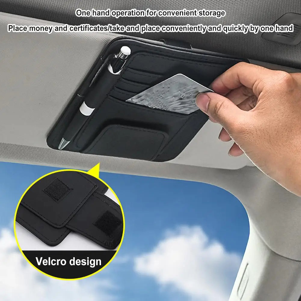 Auto Sonnenblenden Organizer aus langlebigem PU-Leder mit Brillenhalter