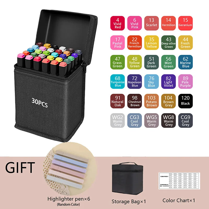 Dual Tip Permanent Marker – Hochpigmentiert, 24-262 Farben für kreative Kunst