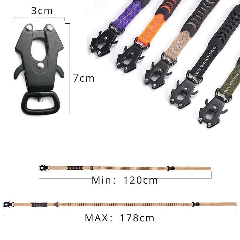 Stoßdämpfende Bungee-Hundeleine mit Sicherheitsgurt, reflektierend, 178 cm